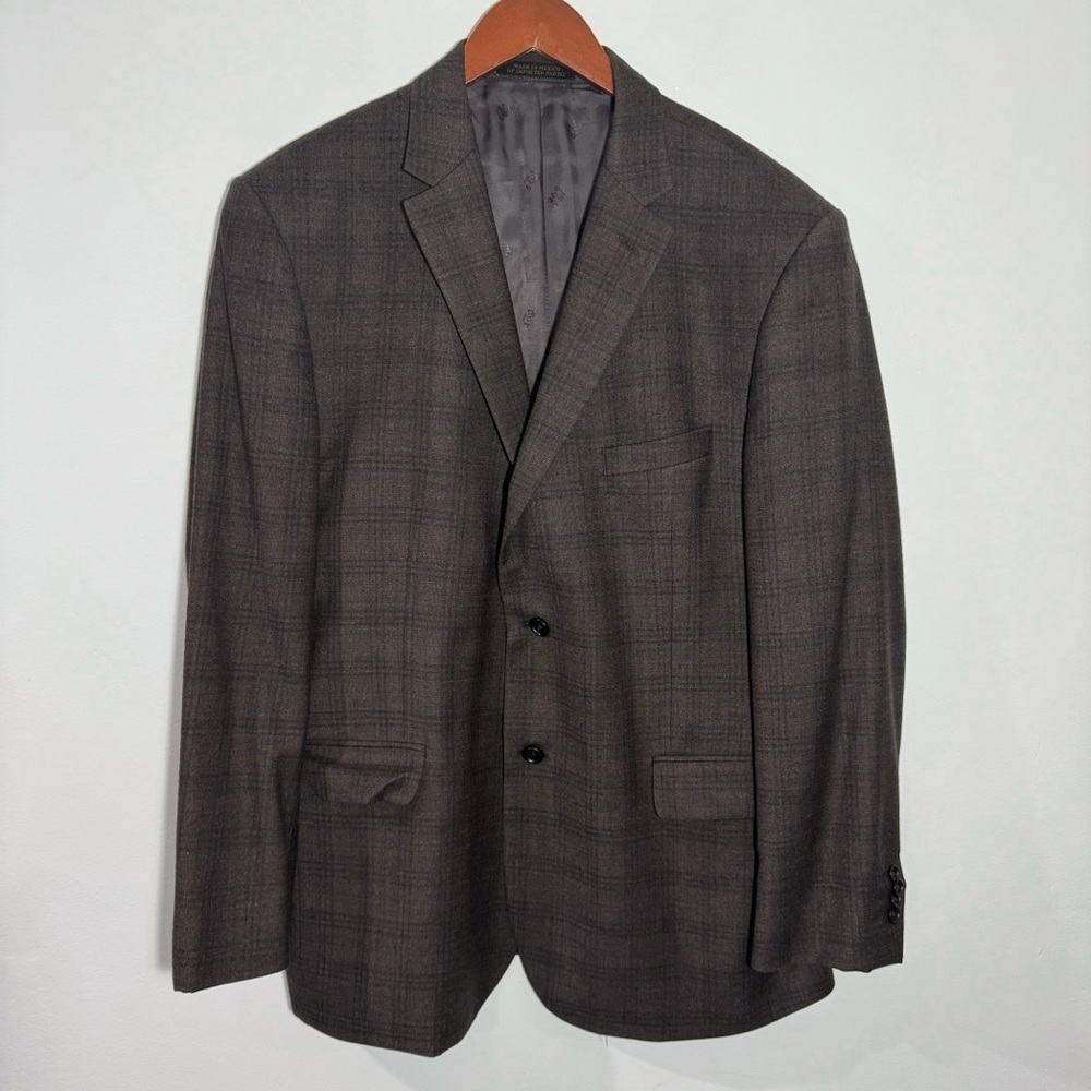 Jos. A.‎ Bank Reserve Wool Brown Plaid Two Button Sports Coat/Blazer Size 46R